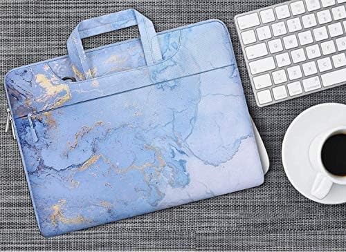 MOSISO Laptop Shoulder Bag Compatible with MacBook Pro 16 inch 2023-2019 M2 A2780 M1 A2485 Pro/Max A2141/Pro Retina 15 A1398, 15-15.6 inch Notebook, Polyester Watercolor Marble Carrying Briefcase,Blue