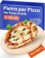 Praknu Pietra Refrattaria per Pizza da Forno Elettrico, Grill e Barbecue - Rotondo 30 cm &Oslash; - Per un Impasto Croccante