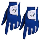 FINGER TEN Golfhandschuhe Kinder Links oder Rechts 2 Stück(Not Paar) Jungen Mädchen Allwetter Weiß Blau Rot Gelb Linke Rechte Hand Mikrofaser Golf Handschuhe Komfort Weicher 2-10 Jahre Alt