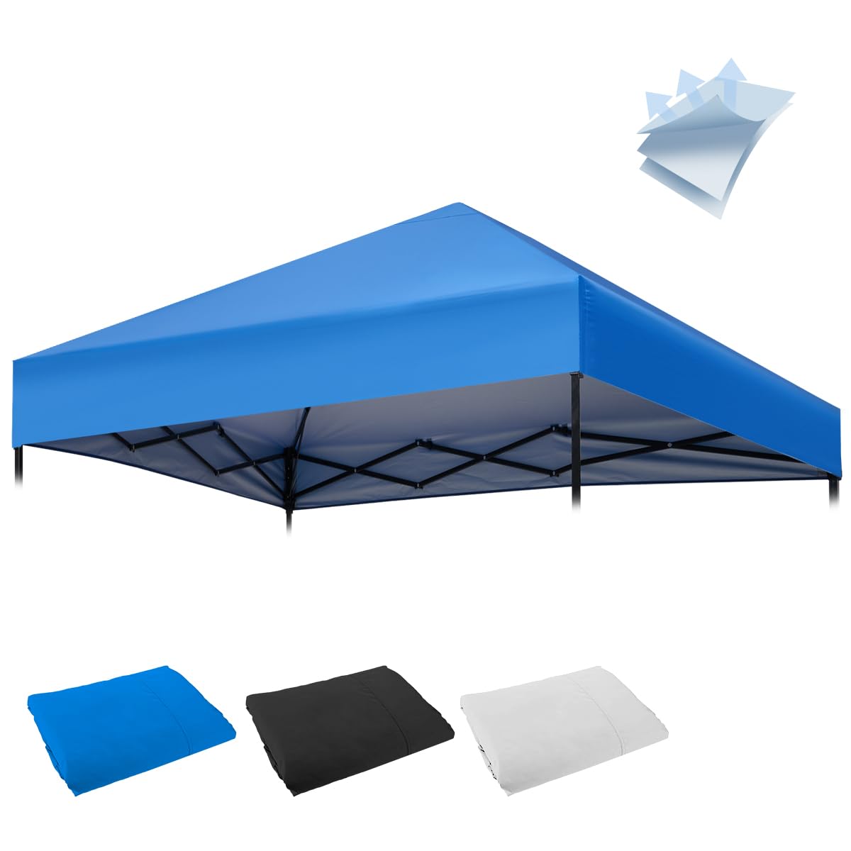 Photo 1 of 10×10FT Canopy Tent Replacement Top, Instant Pop Up Canopy Straight Leg Replacement Cover for Outdoor Garden Picnic, Camping(Blue, 10x10FT)
