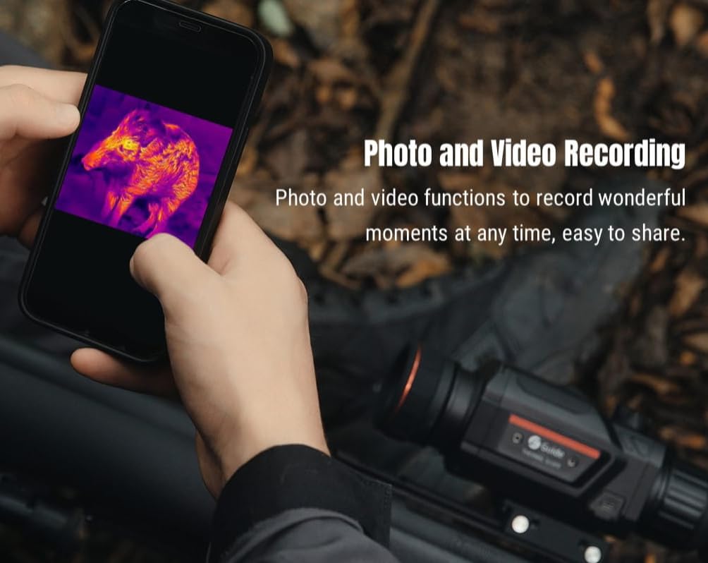 User viewing thermal image on smartphone connected to scope