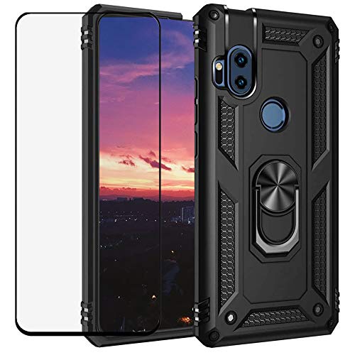 Coque Motorola Moto One rigide noire double couche antichoc verre trempé