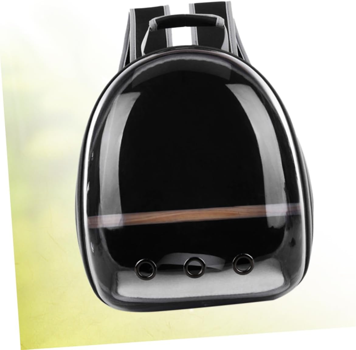 Sosoport Portable Parrot Backpack with Wooden Bar Breathable Pet Carrier for Birds Transparent for Outdoor Travel Black