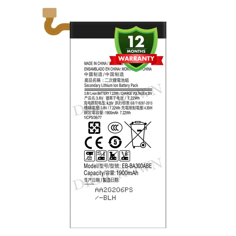 Image of Original EB-BA300ABE Battery Compatible for Samsung Galaxy A3 (SM-A300F) - (1900mAh) - 1 Year Warranty DF7
