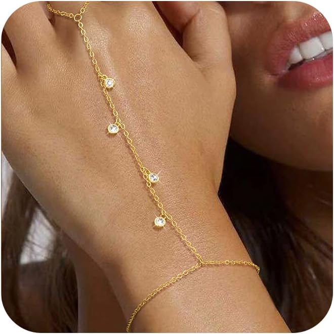Bracelet for Women - Dainty Stack Bracelets Trendy Adjustable 14K Gold Plated Thin Paperclip Bead Box Satellite Figaro Cuban Link Chain Bracelet Set for Women Waterproof Jewelry Gift