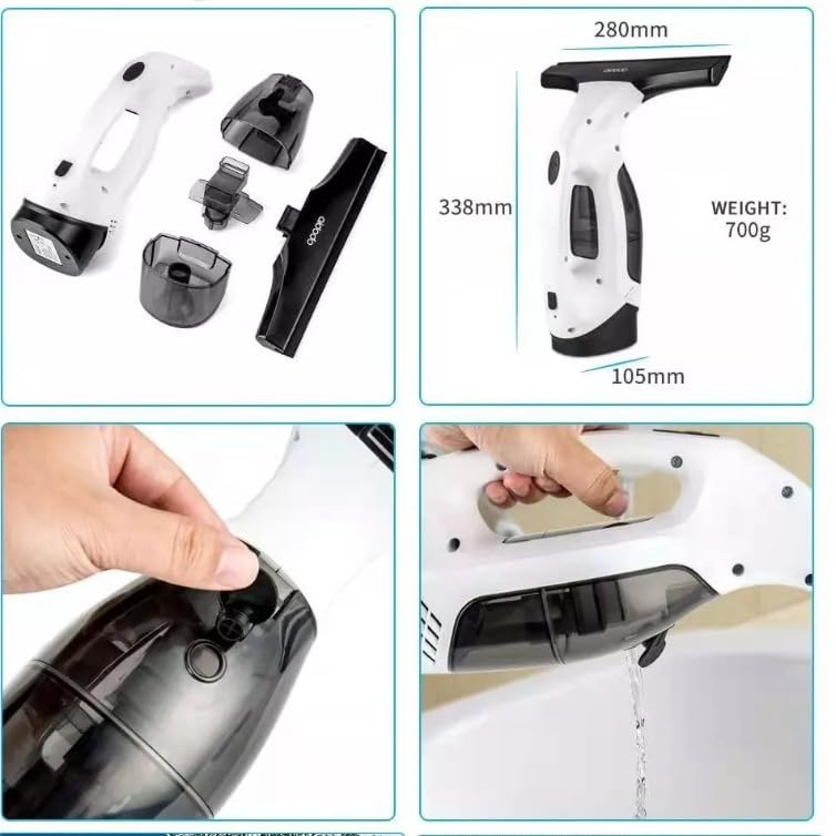 SCOACHA Cordless Electric Window Vacuum Cleaner – Rechargeable Vacuum – Lightweight Plastic Glass Cleaner for Windows, Mirrors, Tiles, Shower & Car
