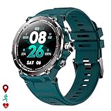 DAM Smartwatch HM03 de Grado Militar, con GPS de Triple posicionamiento. Monitor cardiaco y de O2. Notificaciones de apps. 4,6x1,3x4,6 Cm. Color: Verde Oscuro