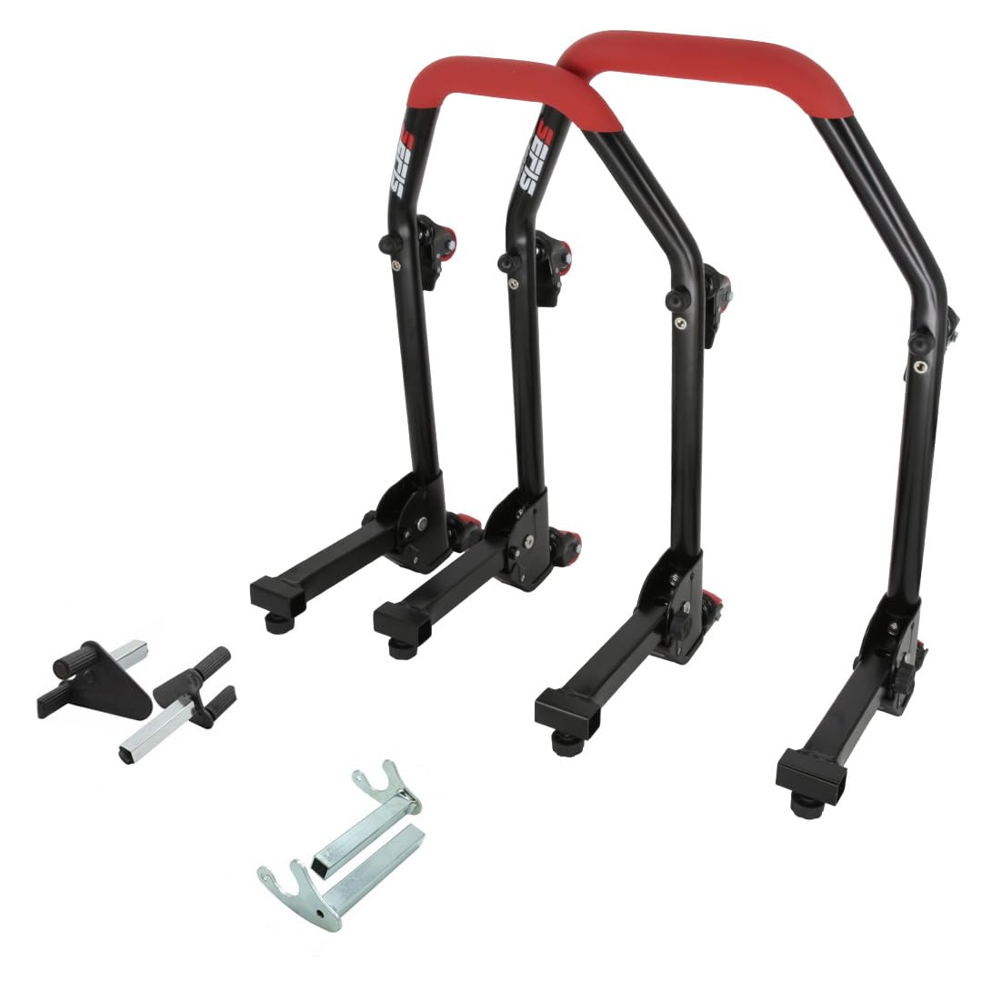 SEFIS M20U Juego de soporte para motocicleta delantera y trasera, soporte de servicio delantero y trasero, soporte de montaje trasero para motocicleta, soporte de montaje para motocicleta (adaptador: