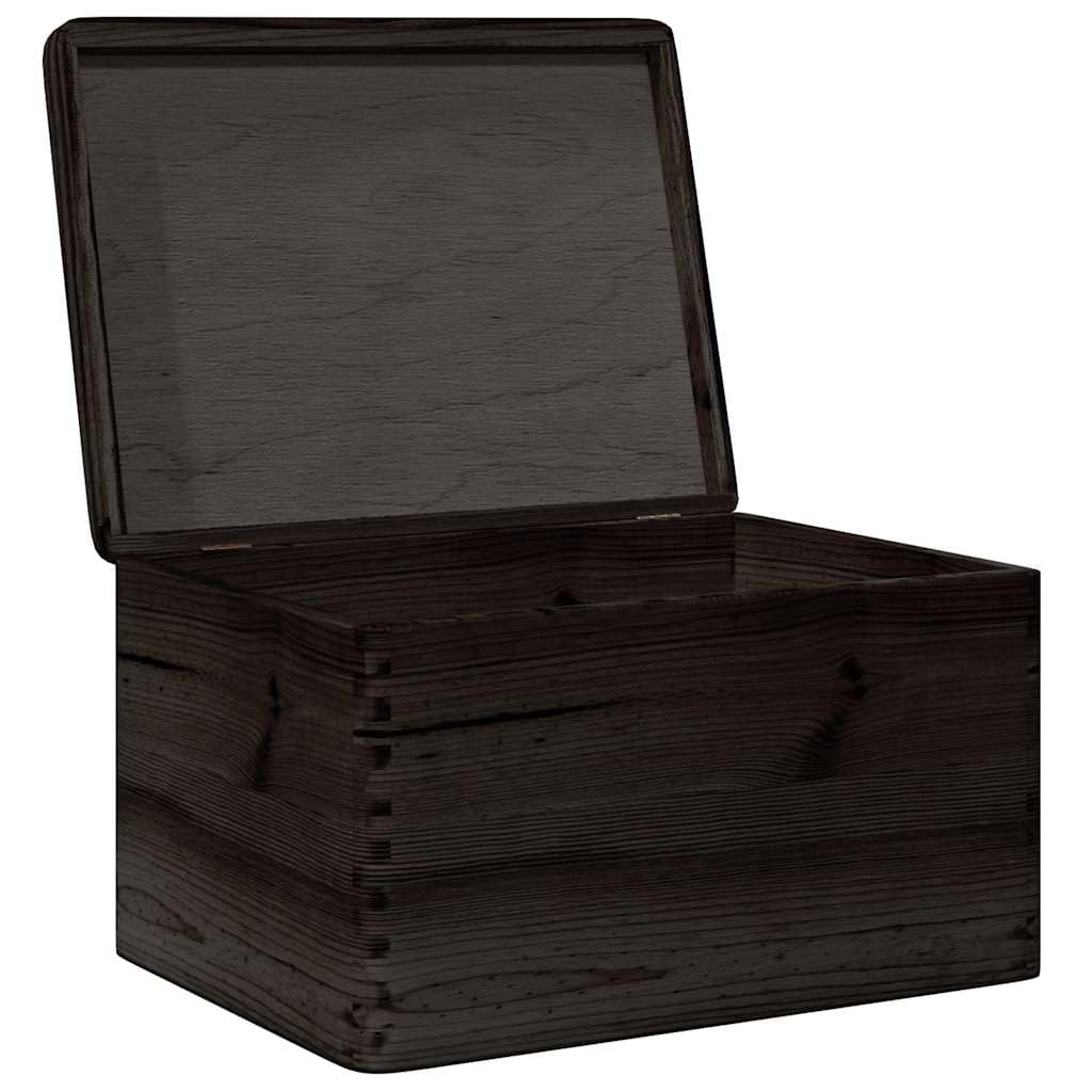Holzkiste mit Deckel Schwarz 40x30x23 cm Aufbewahrungsbox aus Kiefernholz massiv für Ordnung im Haushalt