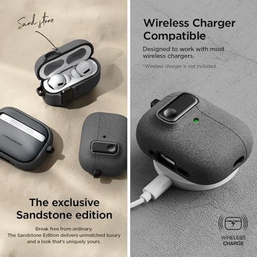 Image of VRS Design Modern Lock for Apple AirPods Pro 3rd Generation Case (2025) - Sleek Protective Style with Locking Security Compatible with Airpods Pro 3 (Sand Stone)
