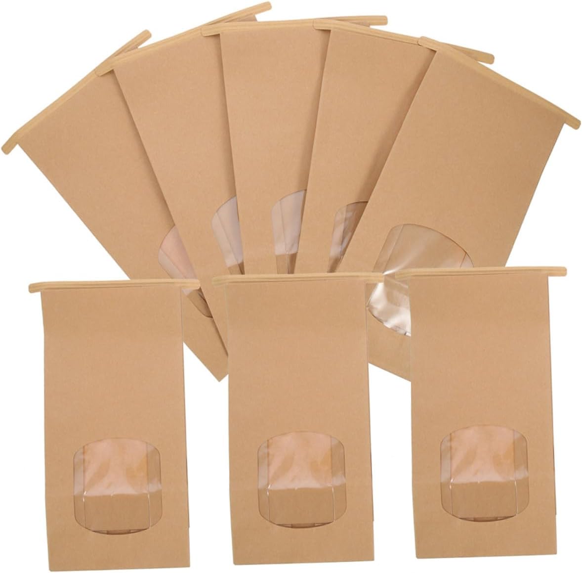 ULTECHNOVO 50pcs Clear Window Bakery Bags Grease Resistant Toast Paper Bags for Cookies Pastries Sandwiches Food-safe Kraft Paper for Freshness