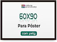 Moldura 60x90 cm para Poster Mapa Arte Painel Decoração com Proteção Petg (Preto)