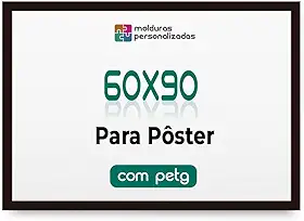 Moldura 60x90 cm para Poster Mapa Arte Painel Decoração com Proteção Petg (Preto)