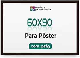 Moldura 60x90 cm para Poster Mapa Arte Painel Decoração com Proteção Petg (Preto)