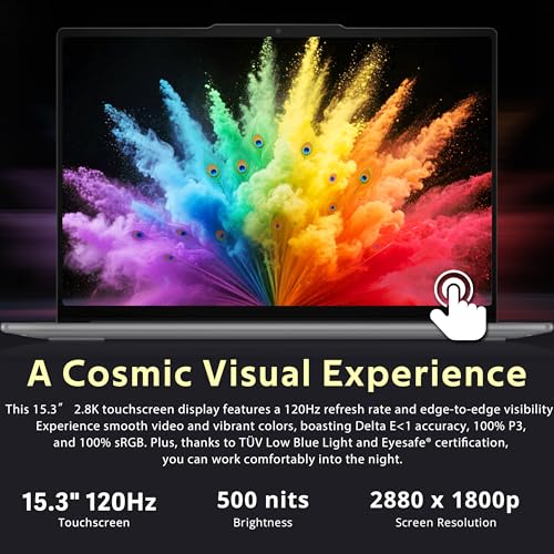 Image of Lenovo Yoga Slim 7i Aura Edition AI Laptop, 15.3 inch 2.8K 120Hz Touchscreen, Intel Ultra 7 256V, 16GB LPDDR5X, 1.5TB Storage (512GB SSD+1TB Docking), Backlit Keyboard, Copilot+ PC, Win 11 Pro, Gray