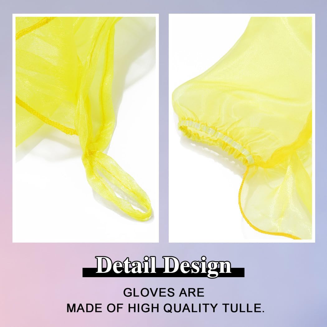 Fashion Tulle Fingerless Long Gloves Sheer Puffy Gloves for Women