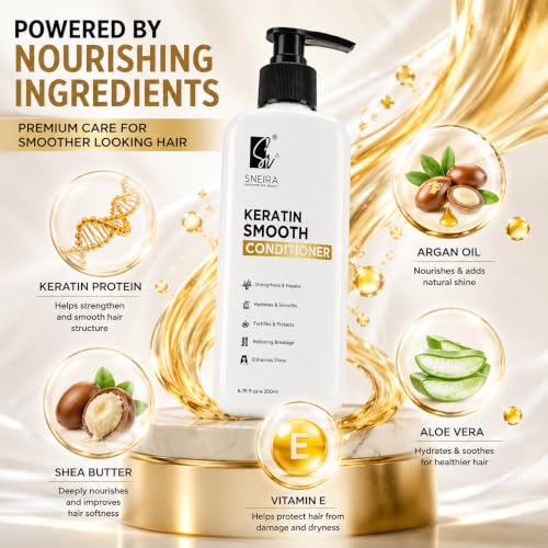 Image of Keratin Smooth Conditioner 400 ml, Repair for Reducing Hair Loss & Breakage, Upto 95% stronger hairs,Sulphate & Paraben free,Treatment For Dry & Frizzy Hair,Unisex Suitable for all hair types