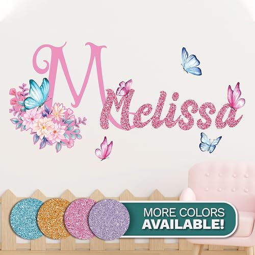 Vinilo decorativo personalizado con brillo flores y mariposas miniatura 2