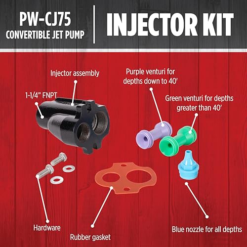 Red Lion PumpWorks PW-CJ75 115/230 Volt, 3/4 HP, 8.1 GPM Convertible (Shallow or Deep Well) Jet Pump, Black, 97090701 by Red Lion - Image 4