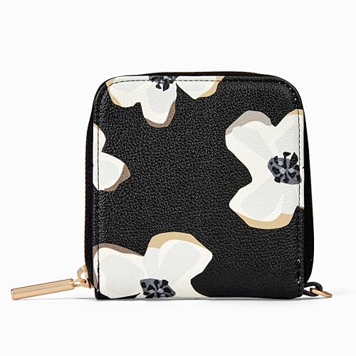 THIRTY-ONE Gifts Mini All About the Benjamins Wallet, Mini Card Wallet for Women, Small Zipper Wallet with Bill Slot, Scattered Flowers Smooth Pebble