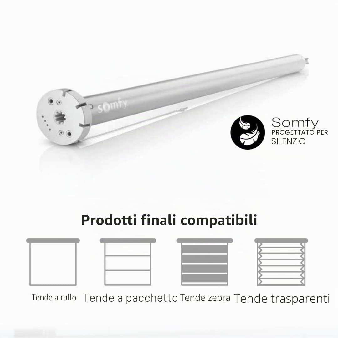 somfy Sonesse 28 WF RTS - Motore interno per tende avvolgibili, 1,1 Nm, 28 giri/min, per tende a rullo, Day&Night, Vision, funzionamento a distanza con batteria integrata, funzionamento silenzioso e