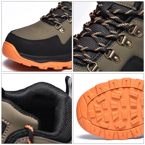Image of AUVYI Waterproof Steel Toe Work Boots for Men - Wide Toe Comfortable Non Slip Safety Shoes Durable Leather Industrial & Construction Boots