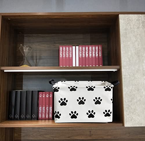 Image of Dog toy Basket Dog Toy Bin Cute Toy Storage Basket Organizer Box Kids Gift Basket Empty Rectangular Room Decor for Home(Paw)