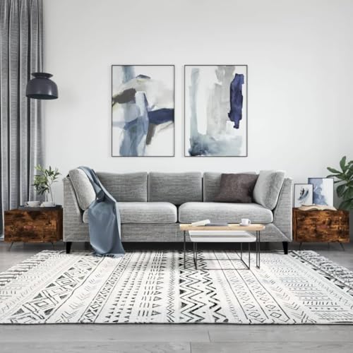 Iiaky Mesa de Centro 2 uds Madera Mesa Auxiliar Salon Mesa Auxiliar Madera Mesa de Centro Salon Coffee Table ingeniería Roble Ahumado 50x50x40cm // 829343