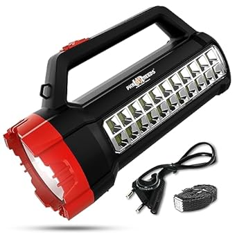 Pick Ur Needs Rechargeable Long Range Search Torch Light 75W Laser +22Smd Side Emergency Tube (Red), 8000 Lumen