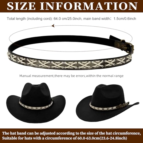 Image of Cowboy Hat Bands for Men Women, Leather Hatbands Belt for Cowboy /Western /Fedora /Cowgirl Hats