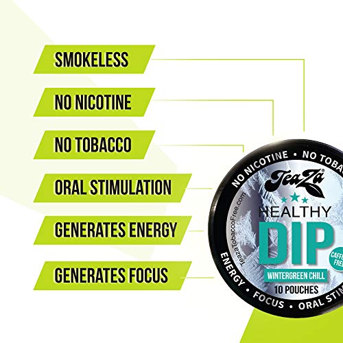 TeaZa Herbal Energy Pouches - Wintergreen Chill (Caffeine Free) - 4 Cans - Nicotine-Free and Tobacco-Free Herbal Snuff - Great Tasting & Refreshing Tobacco Alternative - Thumbnail 4