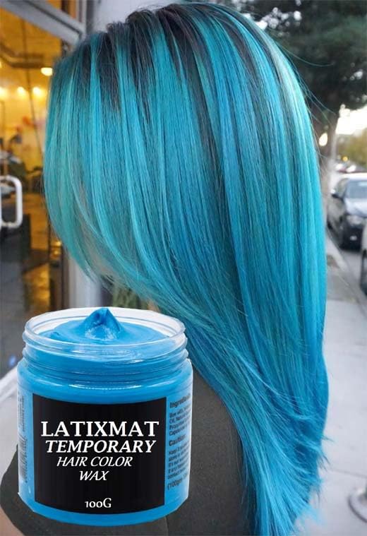 Baby Sky Blue Temporary/Washable Hair Color Wax | SAFE | No Bleach | No Damage | Washable & Easy To Use-image-27