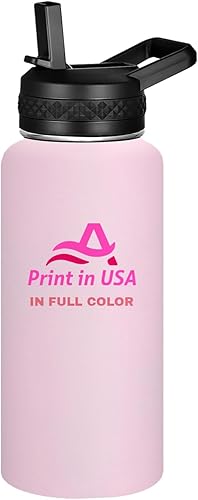 Botella de agua personalizada con impresión personalizada en Estados Unidos, taza de café de doble pared de acero inoxidable de 32 onzas con tapa y