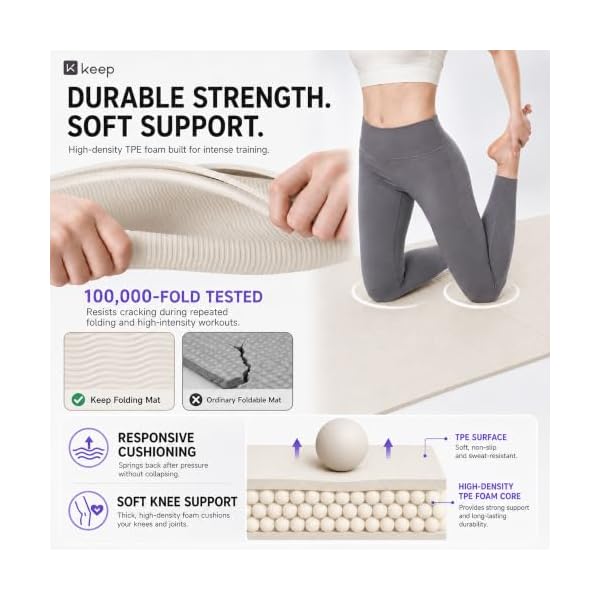 KEEP Foldable Yoga Mat, 7mm Thick TPE Non-Slip Fitness Mat for Home Gym - Image 3