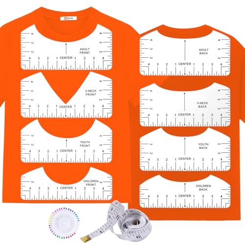 10 PCS T-Shirt Ruler Guide - Tshirt Measurement Tools for Children Youth Adult V-Neck/Round PVC Rule Rulers Designs Heat Press Accessories for Vinyl Alignment Heat Press