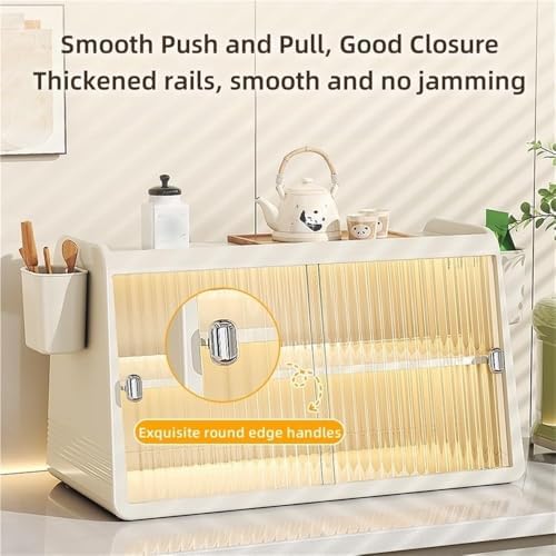 2-Layer Coffee Mug Holder with Transparent Sliding Doors | Kitchen Countertop Tea Cup Storage Rack | Durable PP Plastic Shelves for Home Organization and Decor