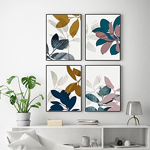 Affiche Botanique Abstrait Feuillage | Toile Murale Salon 50x70cm 4pcs - 6