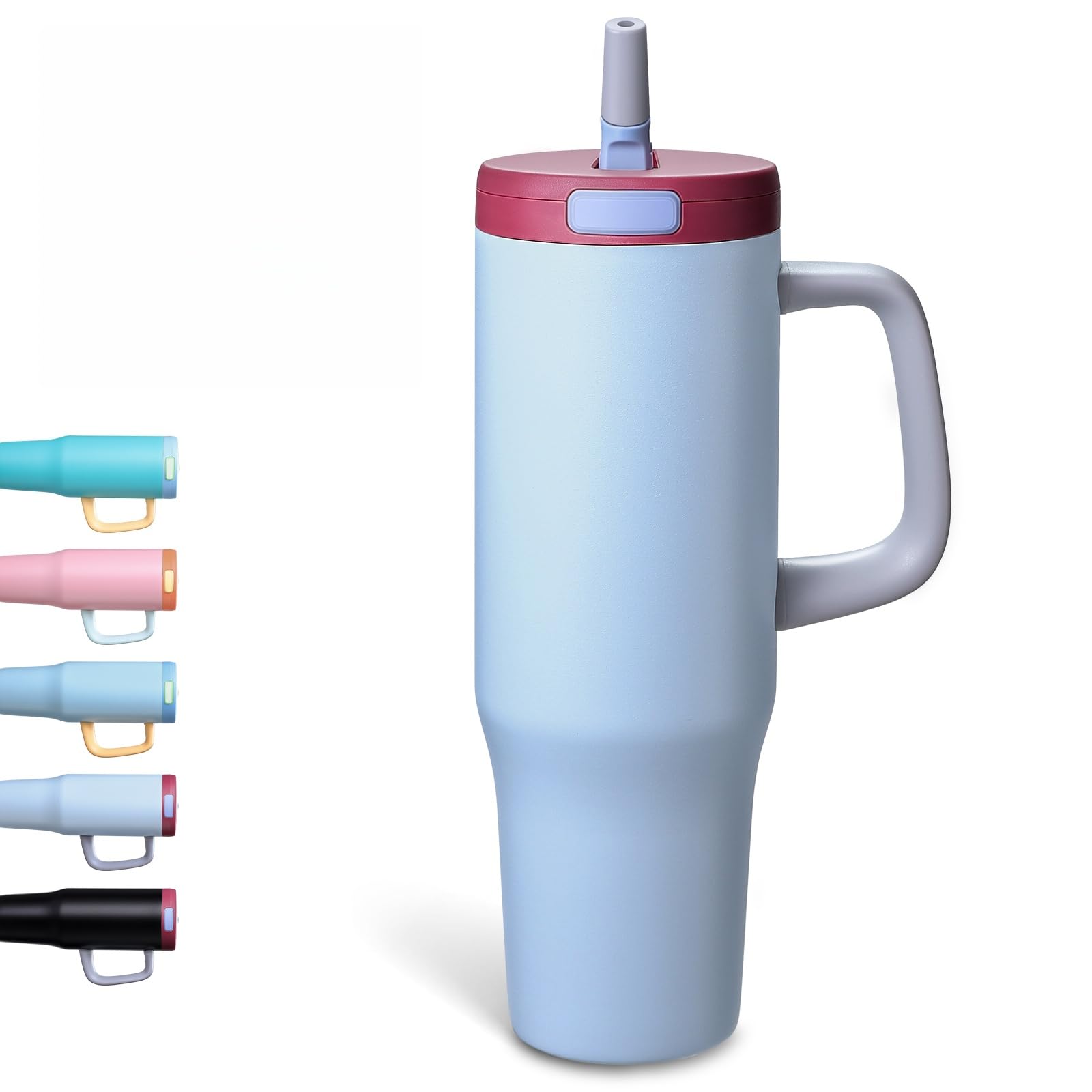 Winscj 40 oz Tumbler with Handle and Straw,100% Leakproof Insulated Tumbler with Lid and Straw,Stainless Steel Water Bottle,for Home Office Travelling