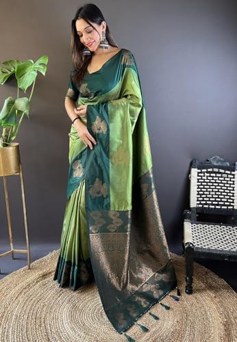 Image of SGF11- Women's Kanjivaram Woven Soft Silk Saree With Blouse Piece