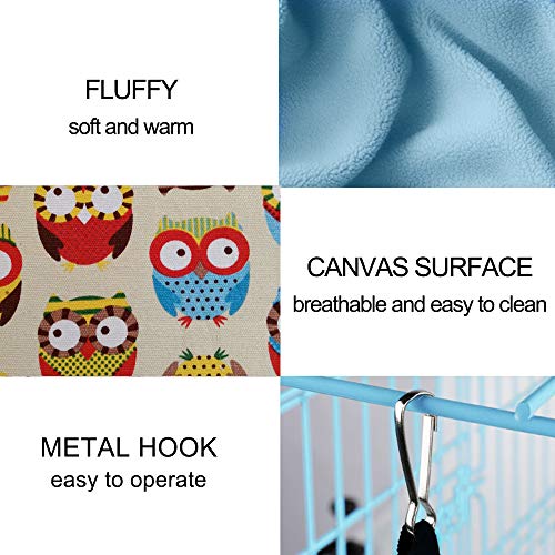 Small Animal Hanging Hammock Pet Swinging Bed 3 Tier Sleep Nap Sack Cage Accessories Kit Set Tunnel Ferret Rat Cave Sugar Glider Hideouts Warm Bedding For Squirrel Guinea Pig Parrot Rat (Owl Pattern) #TOP3