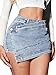 Avanova Women Denim Mini Skirt Jean Skort Sexy High Waist Asymmetrical Wrap Stretch Short Skirts Blue Large