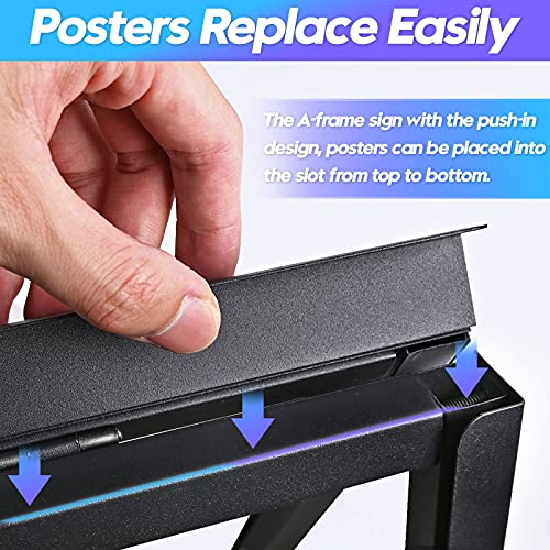 Heavy Duty A- Frame Sidewalks Poster Stand 24 X 36 Inch Outdoor Sign Black Coated Metal Collapsible Sidewalks Signs Stand Double-Sided Display Poster Boards Suitable Sandwich Board For Indoor Outdoor #TOP3