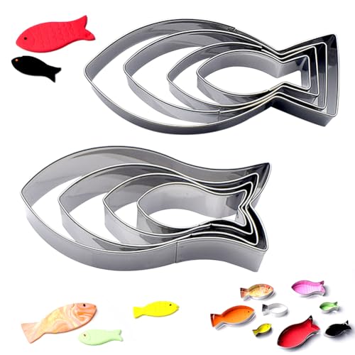 Juego de 8 Cortadores de Galletas de Pescado, Moldes para Galletas de Acero Inoxidable, Molde de Galletas de Metal, para Hacer Galletas, Pasteles, Hornear, Moldes para Hornear