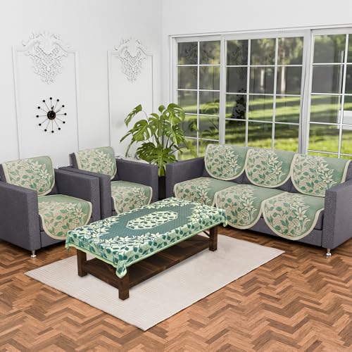 Kuber Industries 5 Seater Cotton Sofa Cover & Center Table Cover ...
