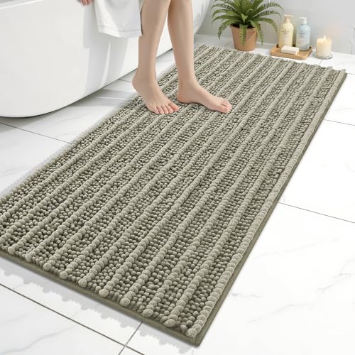Image of Arotive Luxury Bathroom Ruuner Rugs 47x24, Extra Soft Thick Absorbent Shaggy Chenille Bath Rugs, Machine Wash Dry, Bath Mats for Bathroom Floor, Tub and Shower, Home Decor Accessories, Warm Taupe