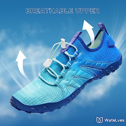 Foto von Herren Damen Wasserschuhe Surfschuhe Badeschuhe Schwimmschuh Barfussschuhe Strandschuhe Leicht Dicker Boden Schnell Trocknend rutschfest(hellblau,39 EU)