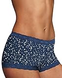 Maidenform Women's Classics Microfiber and Lace Boyshort Panty 40760, Shining Star Navy, 9