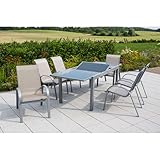 MERXX Gartenmöbel-Set Amalfi, silber/champagner 7 tlg.