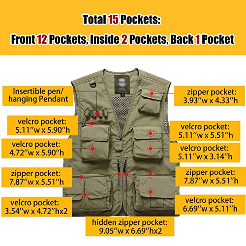 Flygo-Mens-Casual-Outdoor-Work-Safari-Fishing-Travel-Photo-Cargo-Vest-Jacket-Multi-Pockets