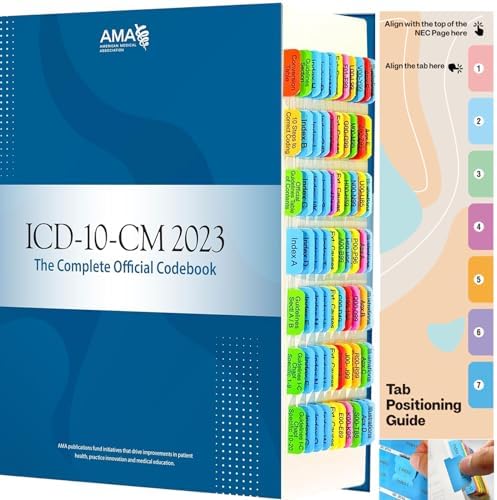 ICD-10-CM 2023 Tab, Joyfulmap 96 Color-Coded & Durable Medical Index Tabswith Page Markers, Alignment Guide & Bookmark, The Complete Official Codebook(Book not Included)